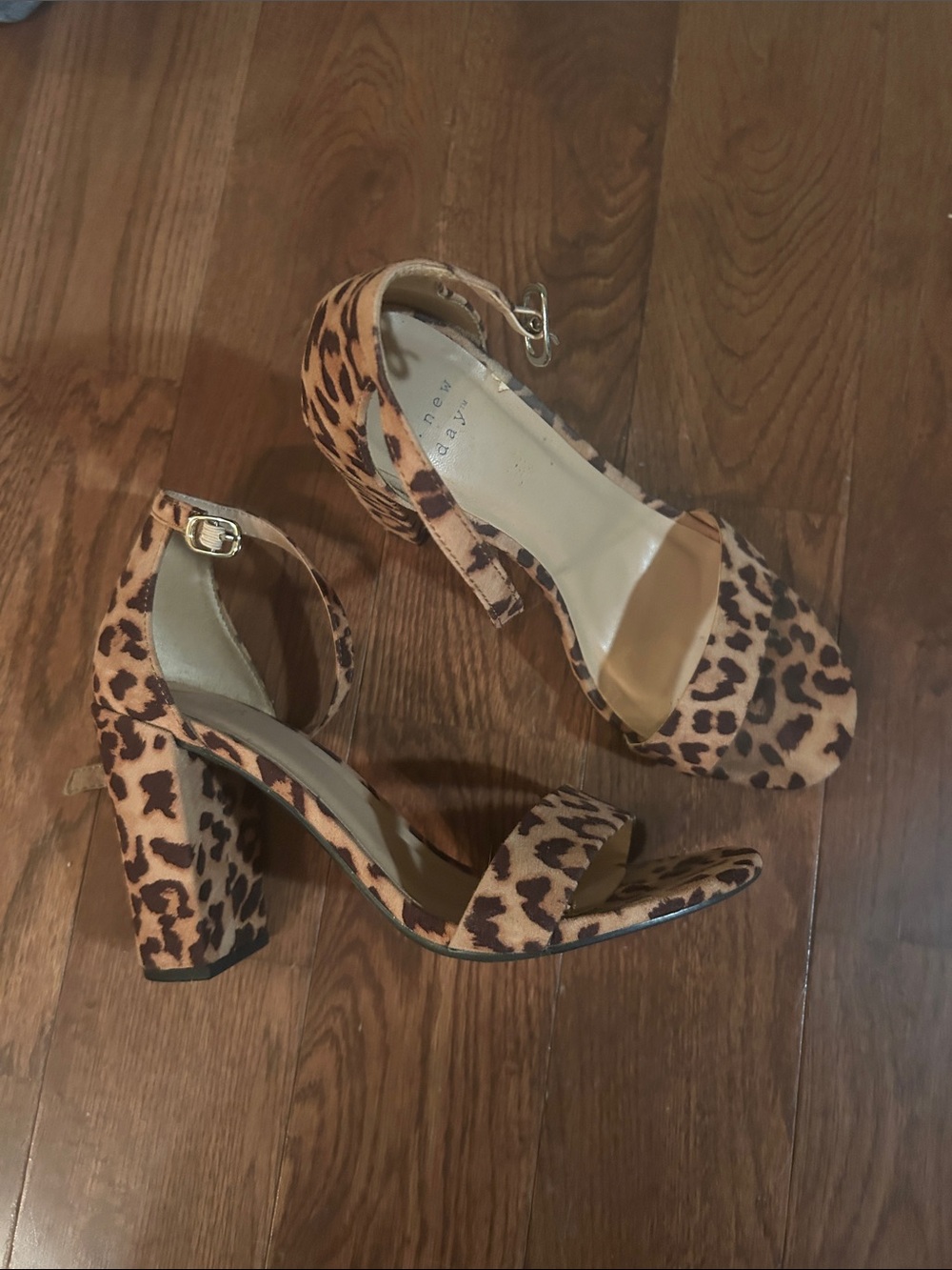 a new day Leopard Print Block Heel Sandals in Tan and Brown
